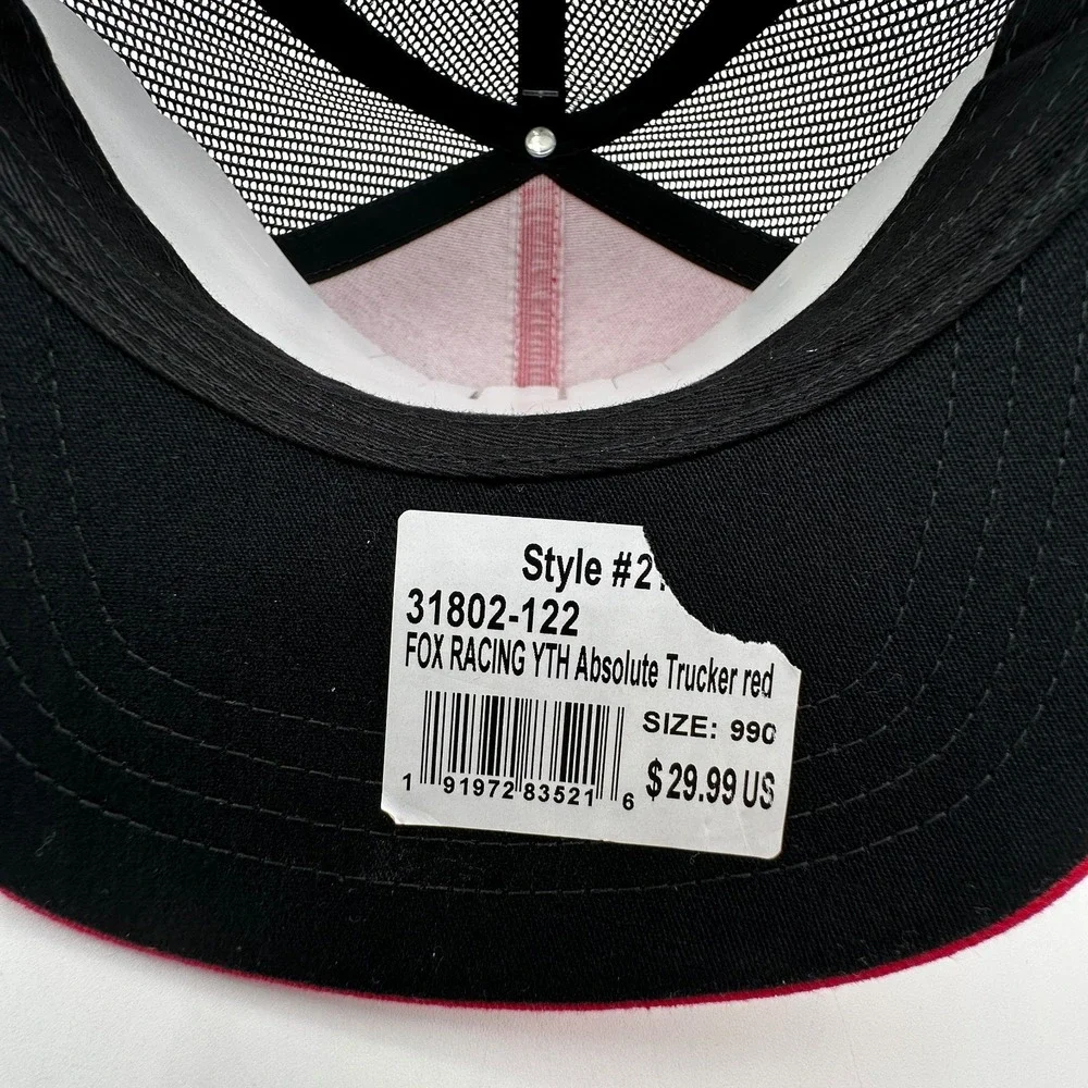 Fox Racing Absolute Snapback Kids Hat YOUTH Mesh Back Flame Red Cap NEW